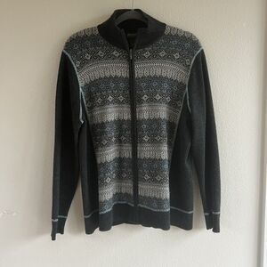 Eddie Bauer Wool Blend Fair Isle Full Zip Knit Sweatshirt Women’s XXL Outdoor